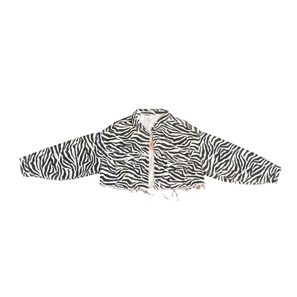 NWT Sunset & Spring cutoff zebra denim jacket - Picture 3 of 5